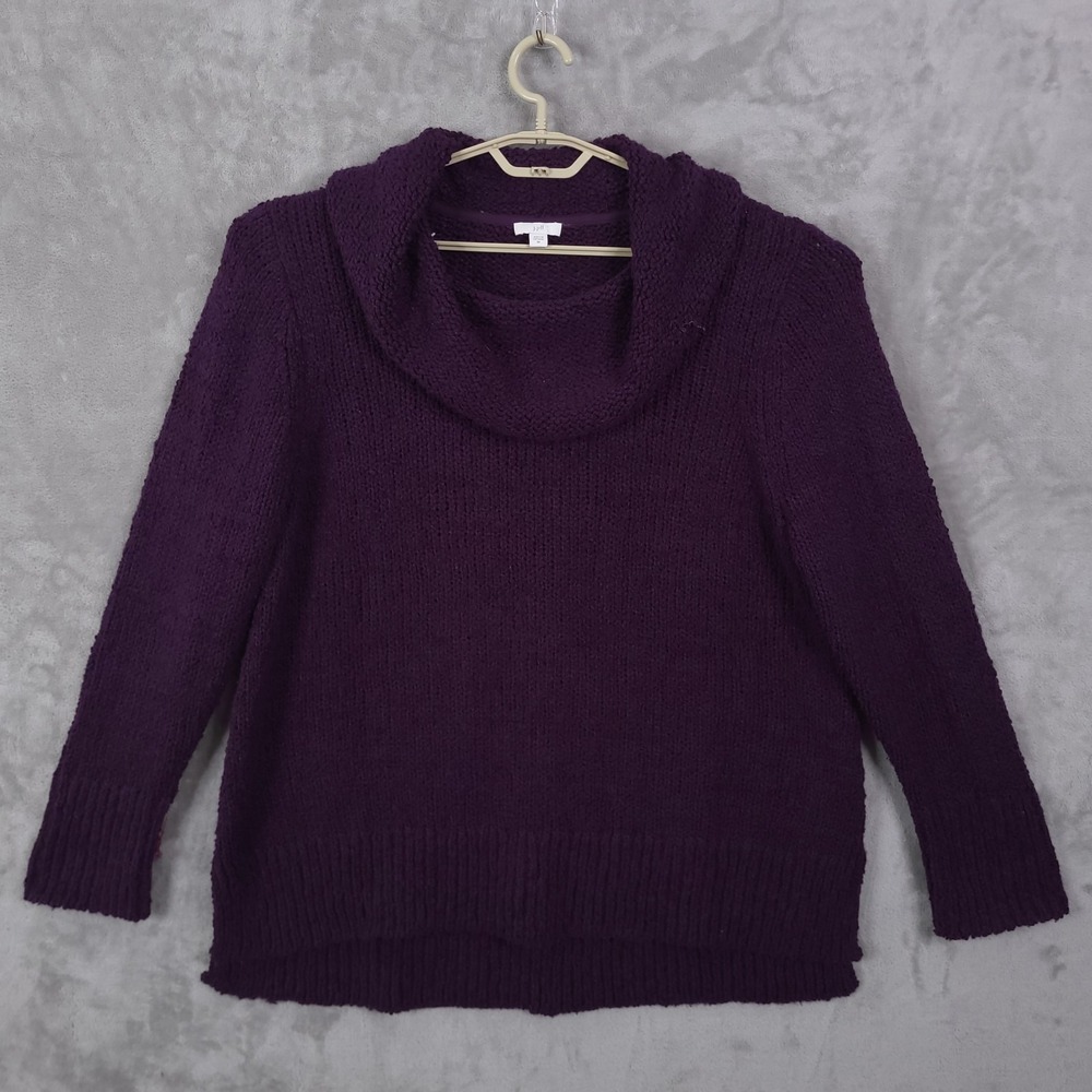J Jill Pullover Sweater Plus size 2x Purple KNIT Cowl Neck Cozy Core Stretch